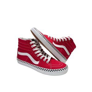 Vans Racing Red Check Foxing Sk8 Hi Checkerboard Sneakers Unisex RARE
